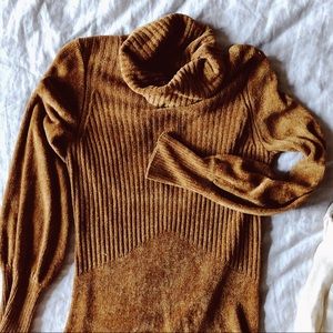 Free People Velvet Sweater Dress Mustard Yellow